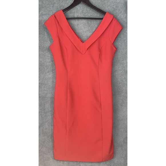 Long Tall Sally Dress Womens 14 Red Sheath Pencil Career Minimalist Quiet Luxury - Picture 1 of 10